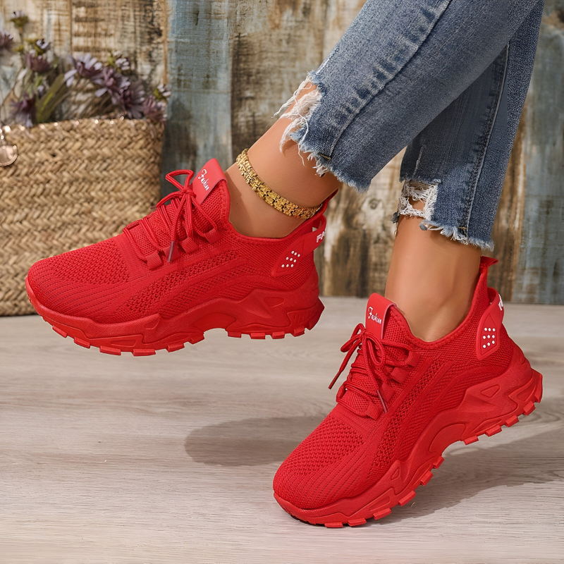 Eshara | Knit Lace-Up Chunky Sole Sneakers