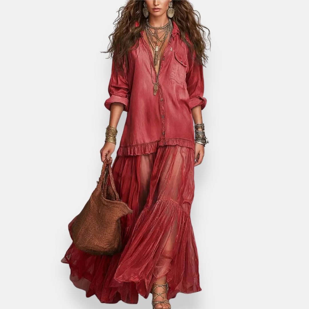 Zaynab | Maxi Dress With Sheer Ruffled Skirt