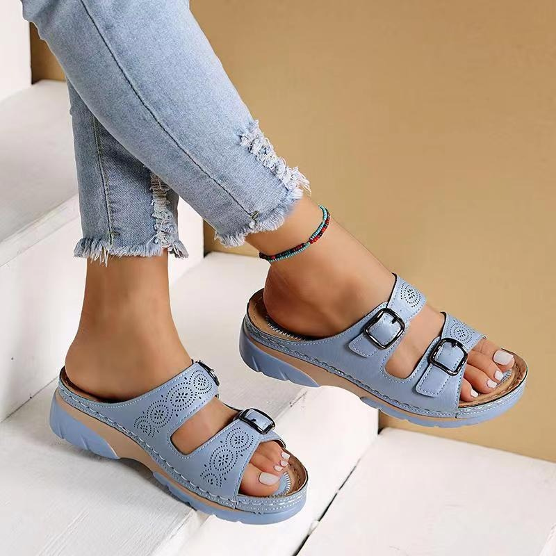 Solena | Double Buckle Open Toe Orthopedic Sandals