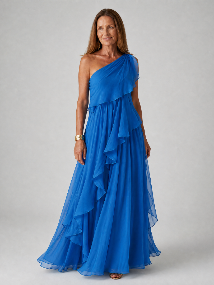 Seyma | One Shoulder Ruffle Maxi Dress