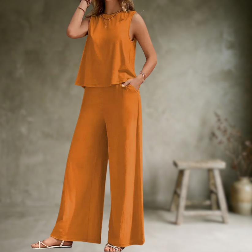 Alizeh | Sleeveless Wide Leg Lounge Set