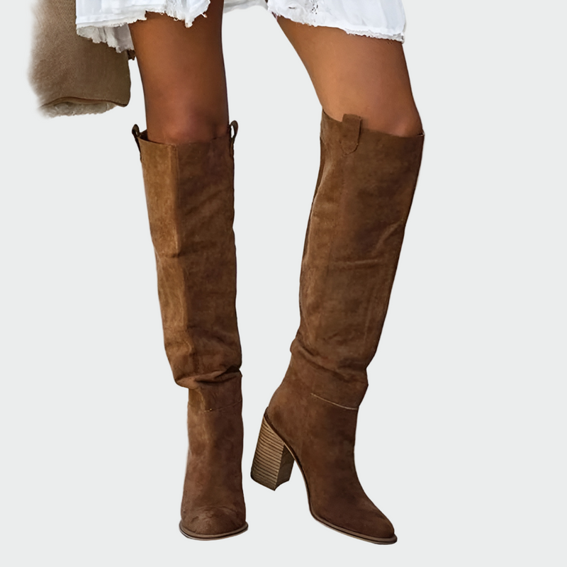 Giada | Knee-High Boots With Suede-Style Block Heels