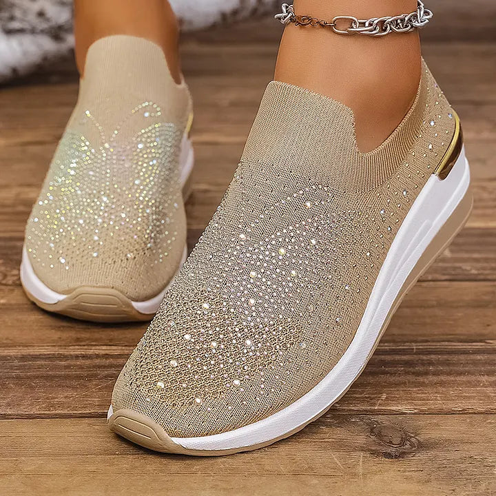 Josia | Slip On Rhinestone Platform Sneakers