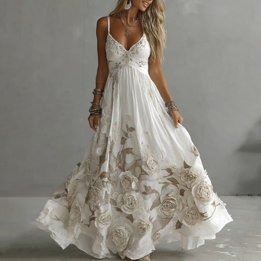Adeluna | Floral Embroidered Sleeveless Maxi Dress