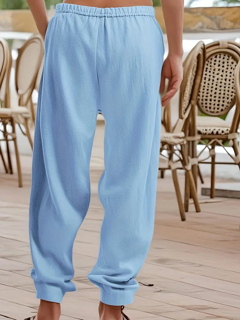 Babaev | Drawstring Wide Leg Casual Linen Pants