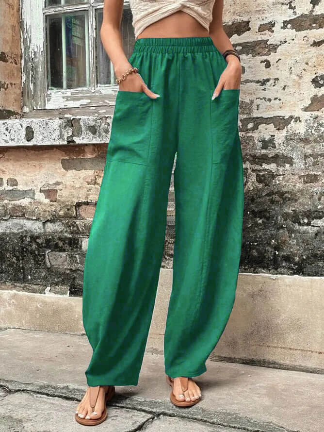 Salomee | Wide Leg Elastic Waist Pocket Pants