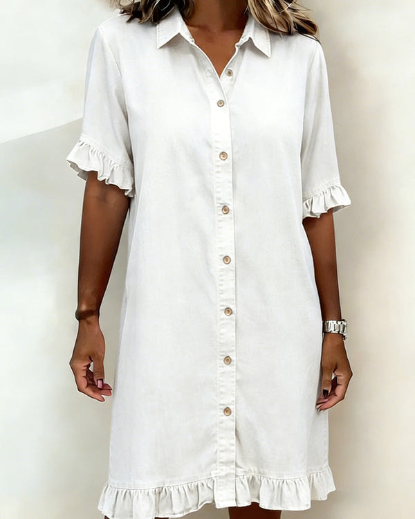 Ndapewa | Denim Style Button Front Shirt Dress