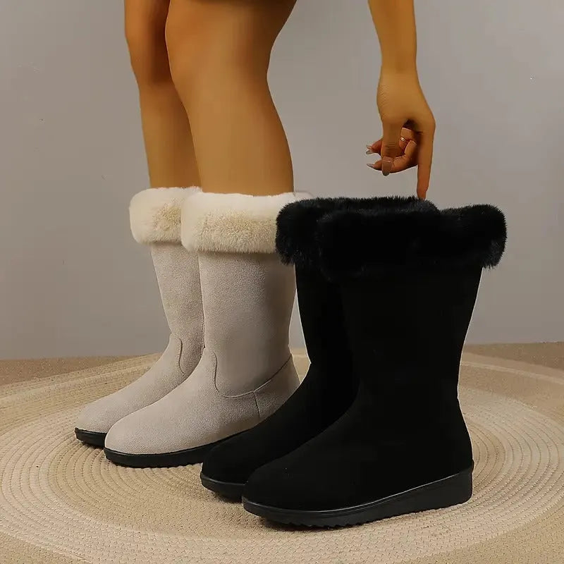 Neah | Boots with Faux Fur Cuff and Zipper
