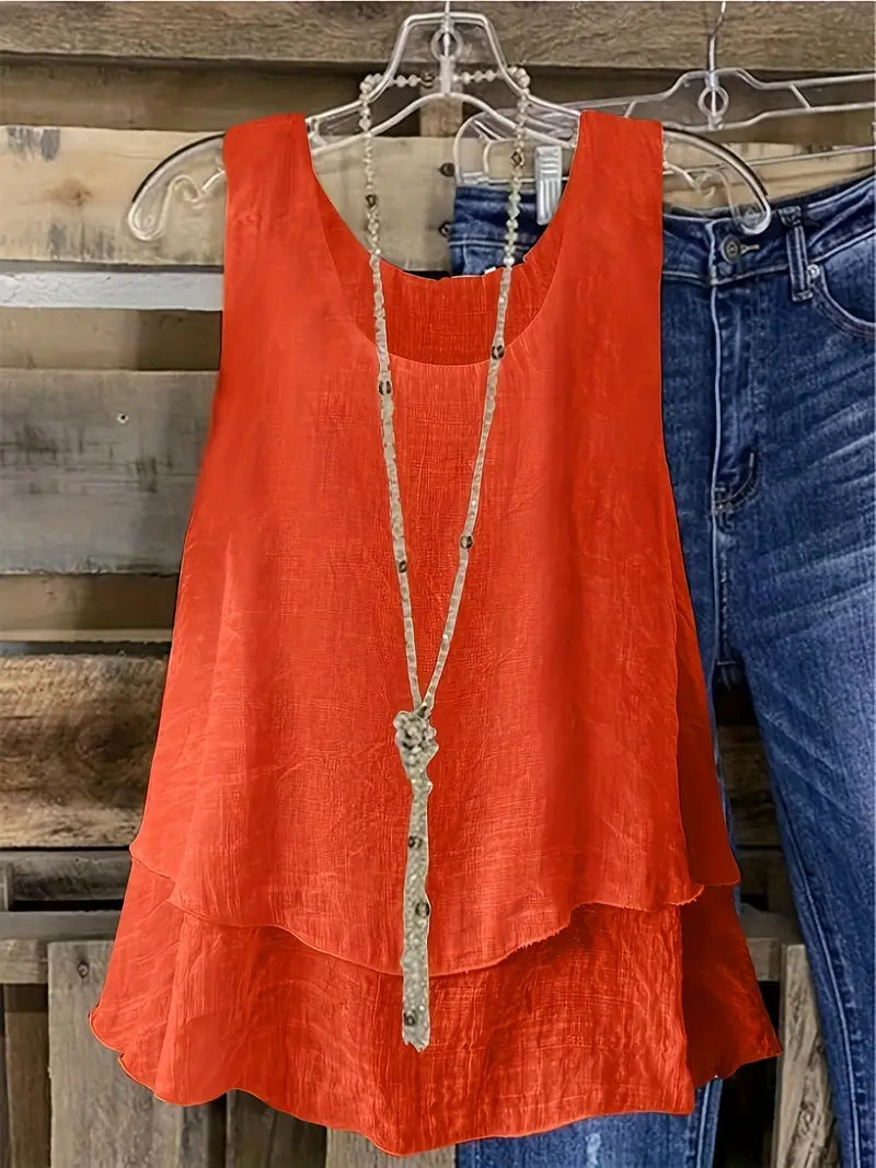 Cressida | Sleeveless Layered Swing Tank Top