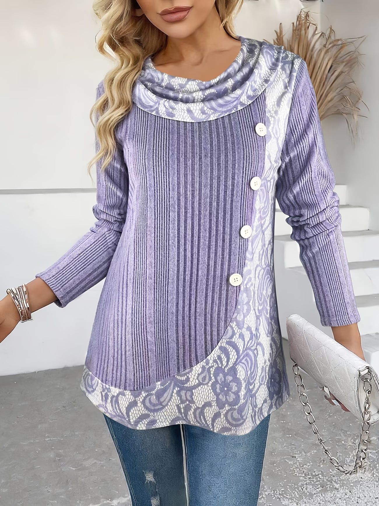 Lizeth | Long Sleeve Ribbed Pattern Tunic