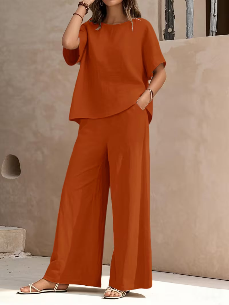 Josy | Trouser Set with Short Sleeve Relaxed Top