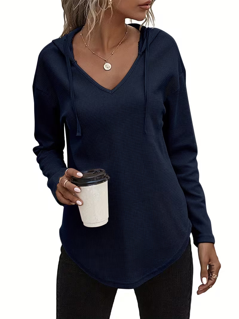 Heydi | Hooded Sweatshirt with V-Neck Curved Hem