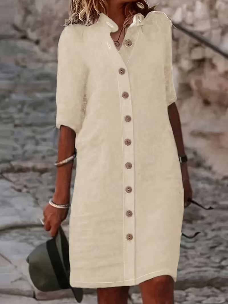 Keiniza | Short Sleeve Collared Button Shirt Dress