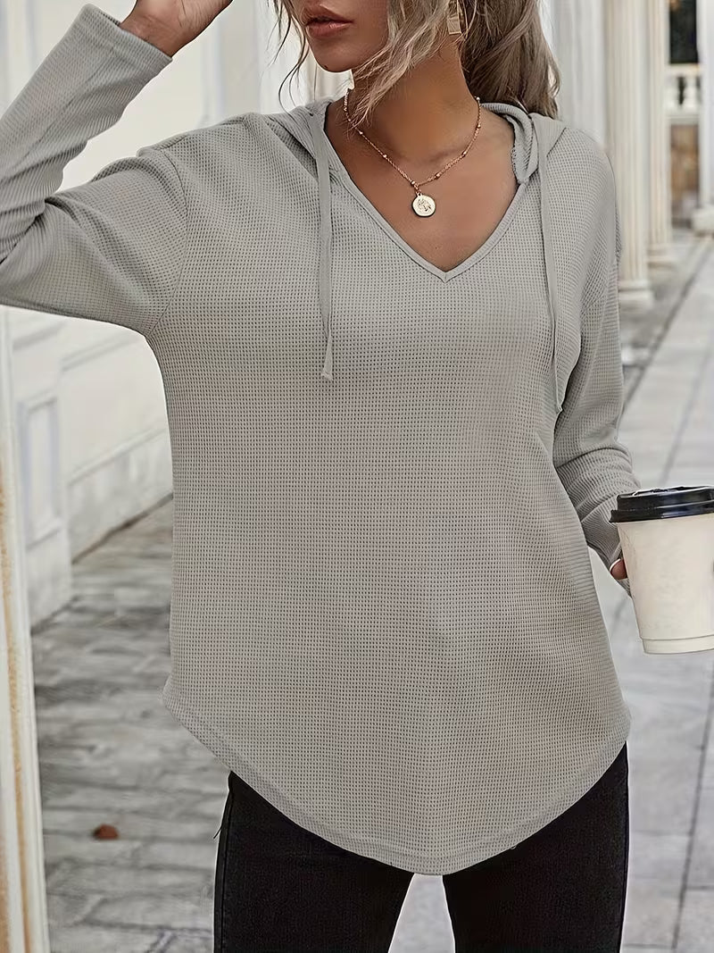 Heydi | Hooded Sweatshirt with V-Neck Curved Hem