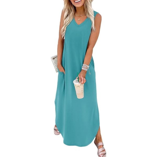 Obermeier | Sleeveless V-Neck Pocket Maxi Dress