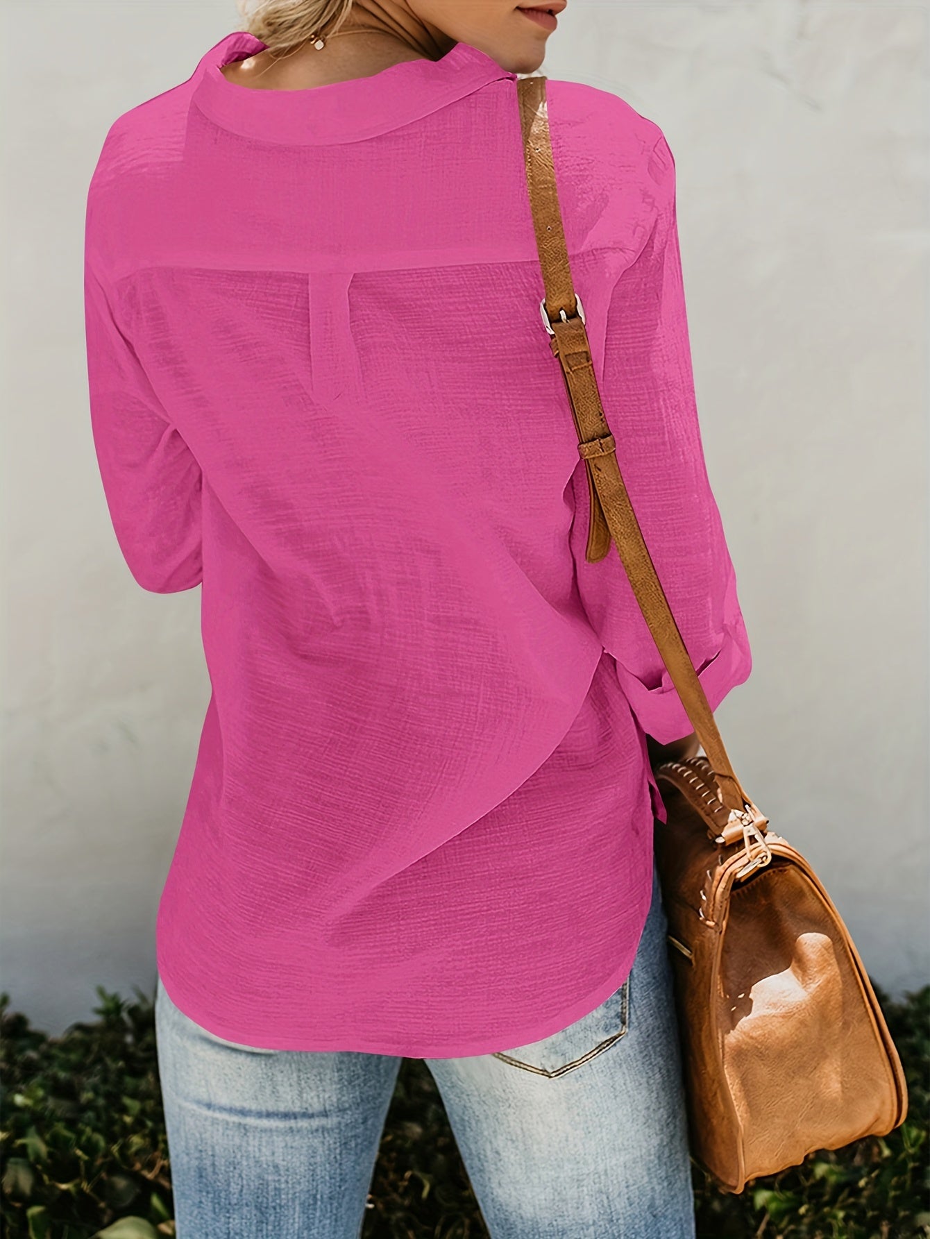 Priscilla | Long Sleeve Button-Up Pocket Shirt Blouse
