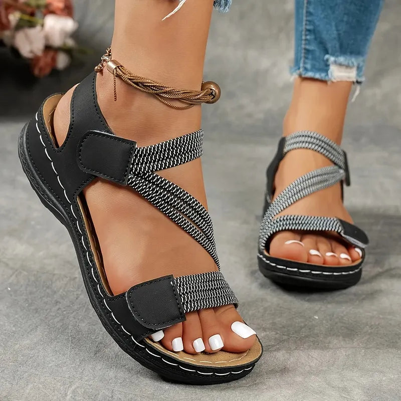 Rania - Open Toe Adjustable Strap Flat Sandals