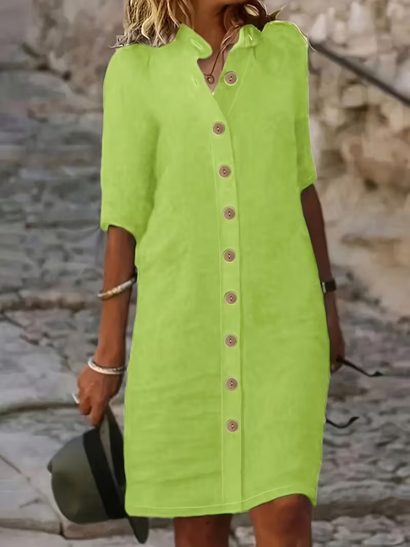 Keiniza | Short Sleeve Collared Button Shirt Dress