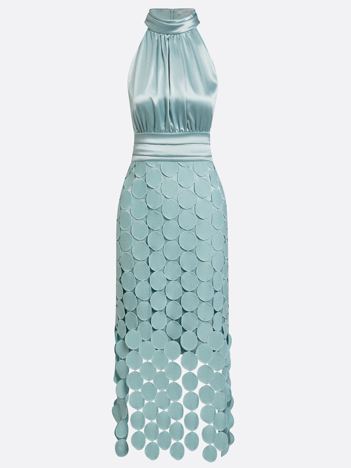 Rinldo | Halter Neck Midi Dress With Patterned Skirt