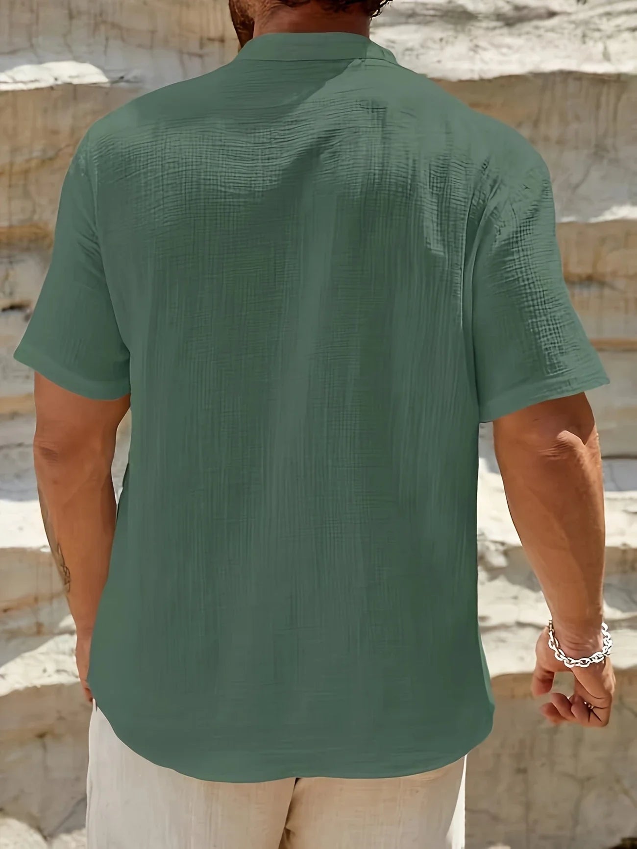 Sancho | Short Sleeve Stand Collar Henley Shirt