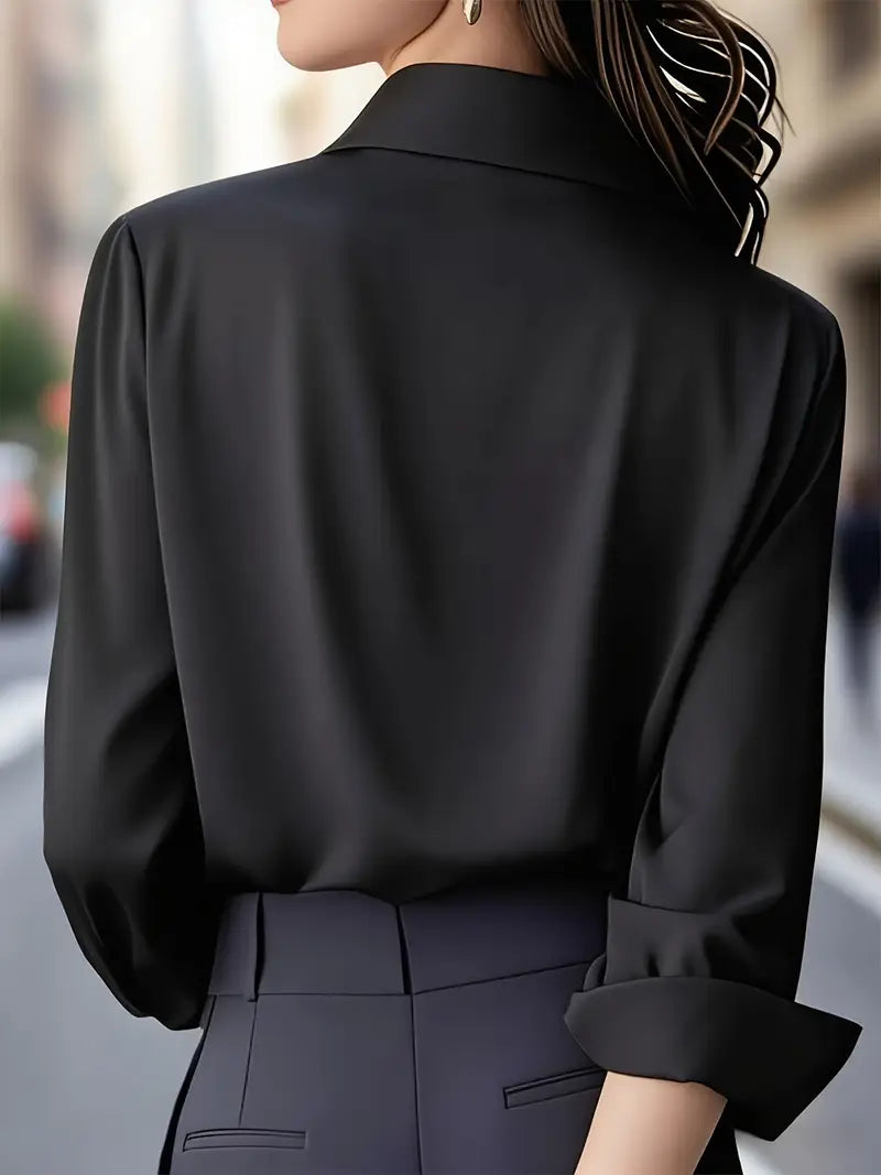 Amiliana - Long Sleeve Collared Button Shirt