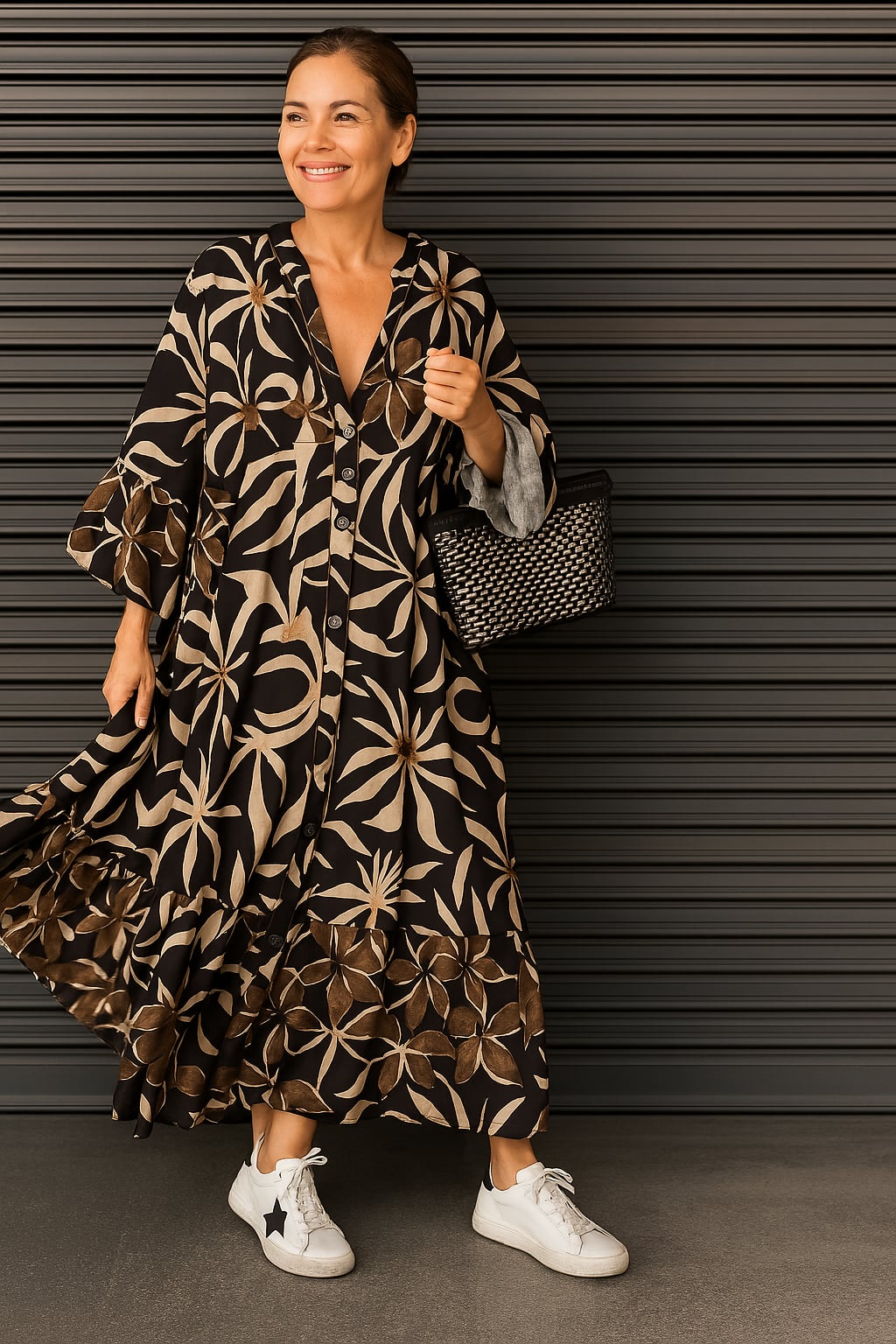 Solveig |  Maxi Dress Floral Print V-Neck Loose