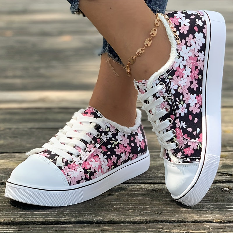 Bristy | Sneakers with Floral Print Lace-Up Closure