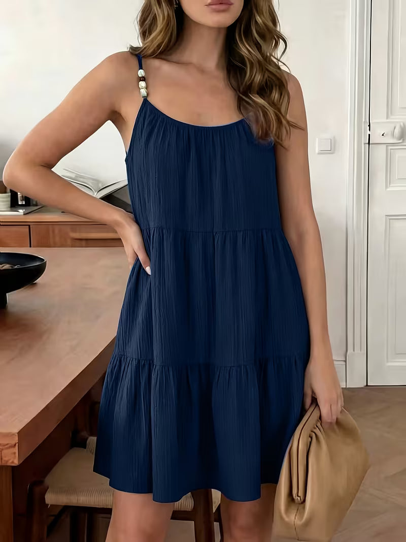 Masley | Mini Dress with Beaded Spaghetti Straps