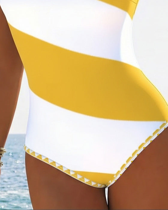 Doriane | One Shoulder Stripe Swimsuit