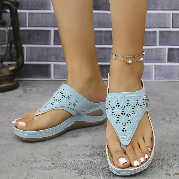 Tiara - Wedge Slip On Cutout Sandals