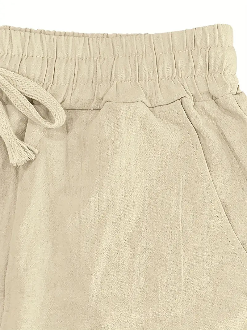 Babaev | Drawstring Wide Leg Casual Linen Pants