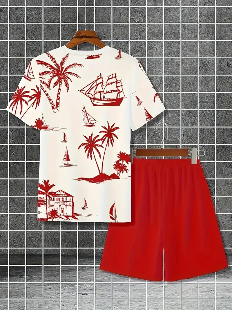 Barea | Tropical Print T Shirt Shorts Set