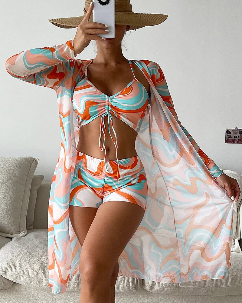 Silvija | Bikini Set With Printed Sheer Cover Up