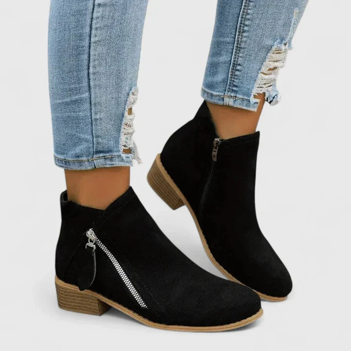 Michelle | Ankle Boots With Zippers and Block Heels