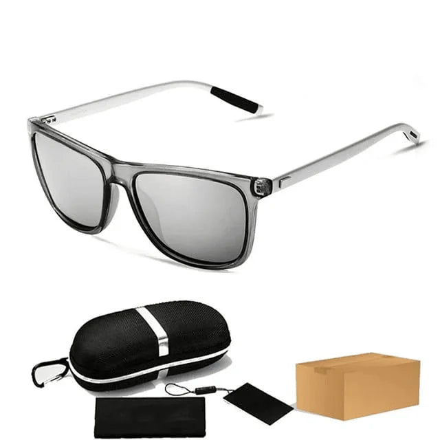 AeroShades - Rectangular Frame Polarized Sunglasses With Case