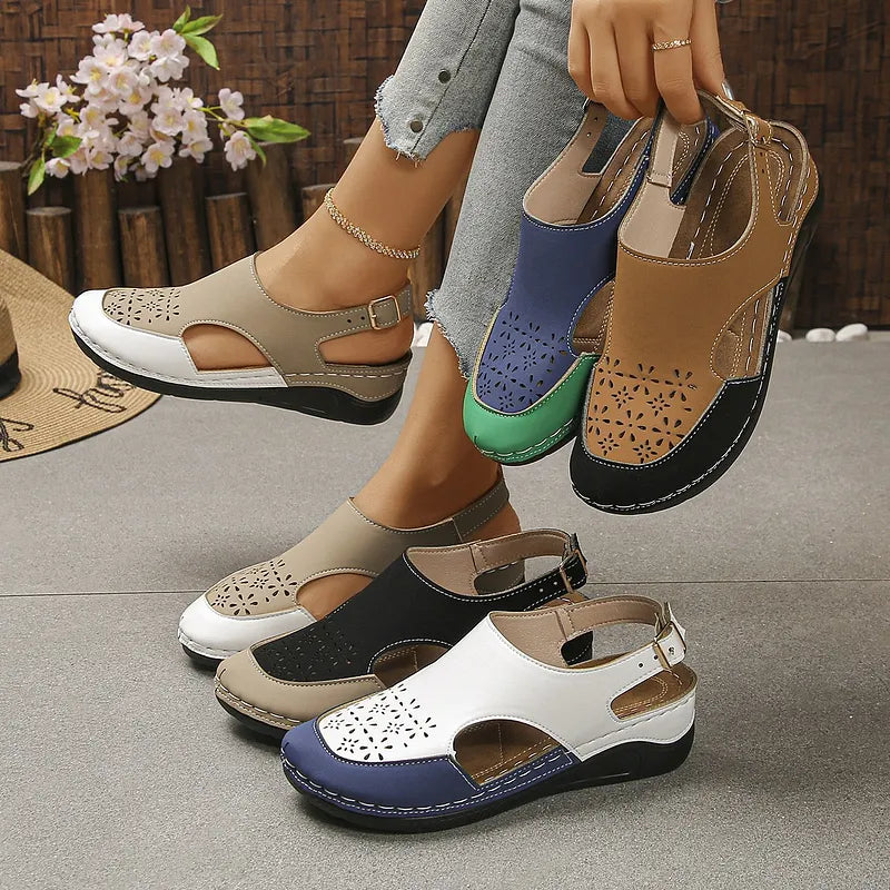 Anesa | Wedge Sandals Closed Toe Cutout Design