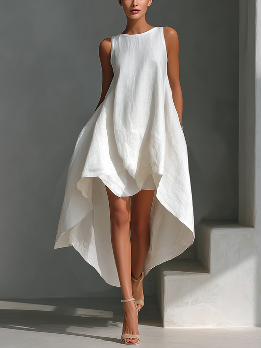 Alyna - Sleeveless Asymmetric Hem Midi Dress
