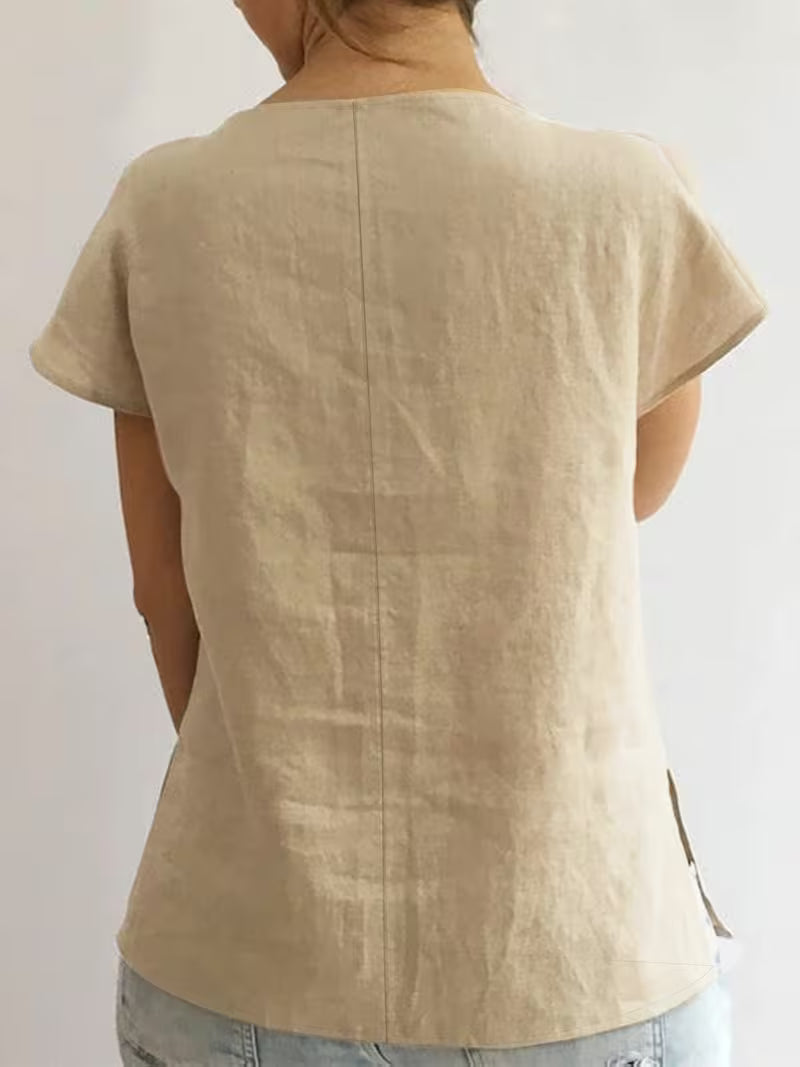 Jovea | Draped Tie-Neck Short Sleeve Top