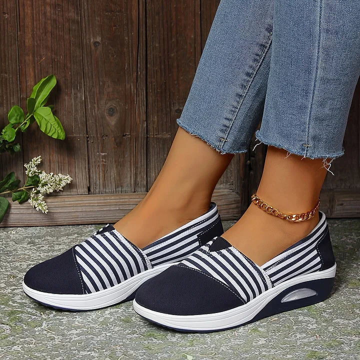 Tasha - Striped Slip On Wedge Sneakers