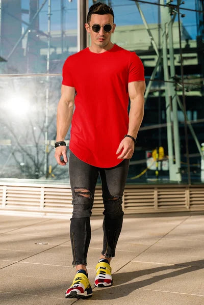 Maxwell - Curved Hem Crewneck T Shirt