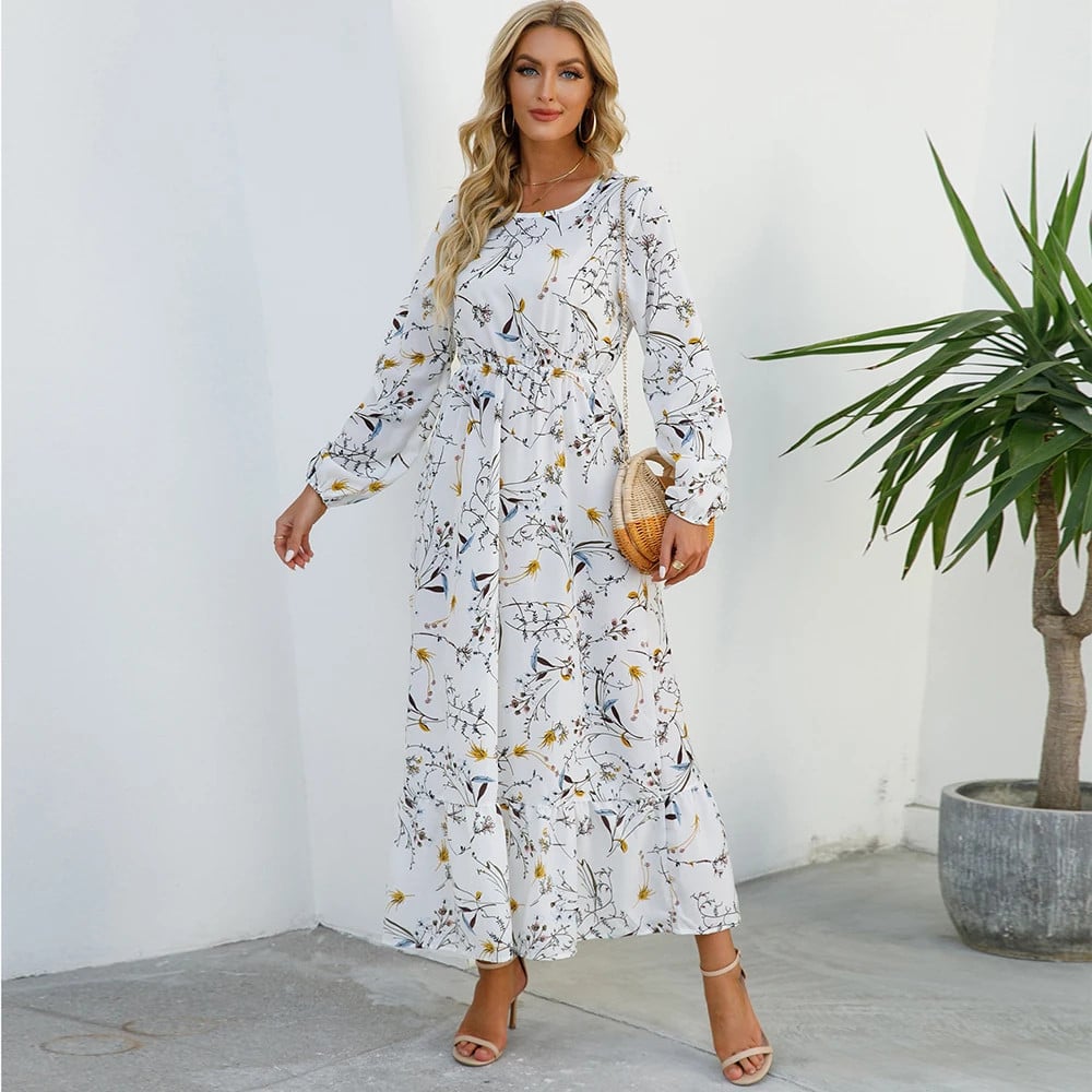 Trisha | Floral Long Sleeve Tiered Maxi Dress