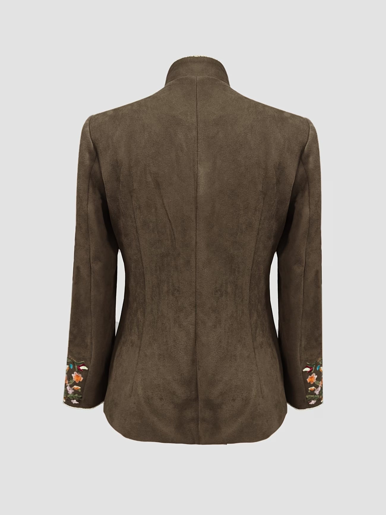 Anisaa | Embroidered Button Front Stand Collar Jacket