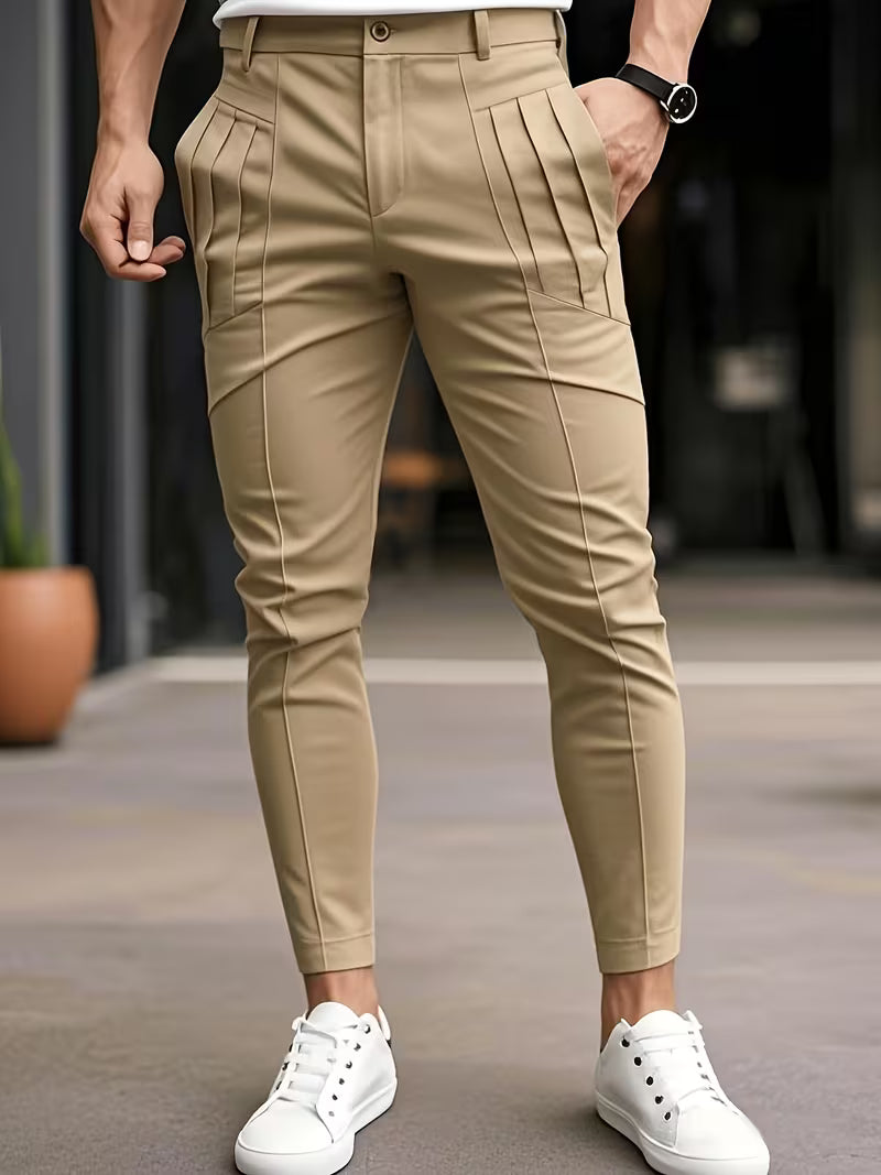 Baldon | Slim-Fit Pleated Pocket Pants in Multiple Colors