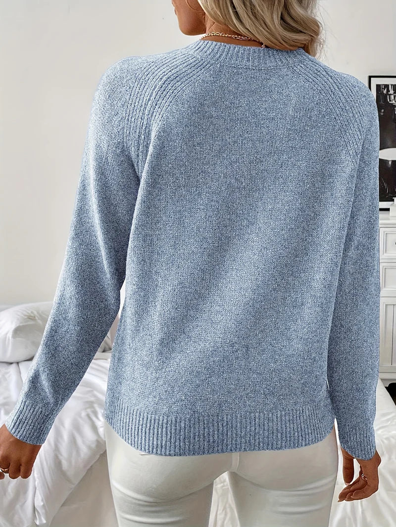 Pascuala | Pearl Button Crew Neck Knitted Sweater