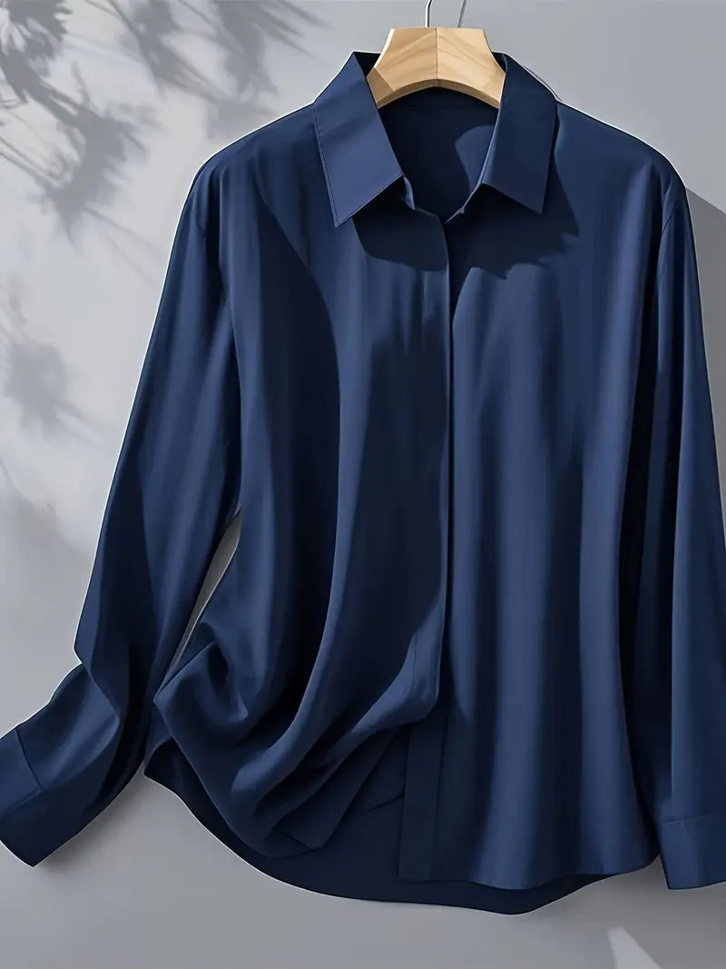 Amiliana - Long Sleeve Collared Button Shirt