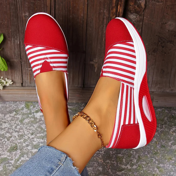 Tasha - Striped Slip On Wedge Sneakers