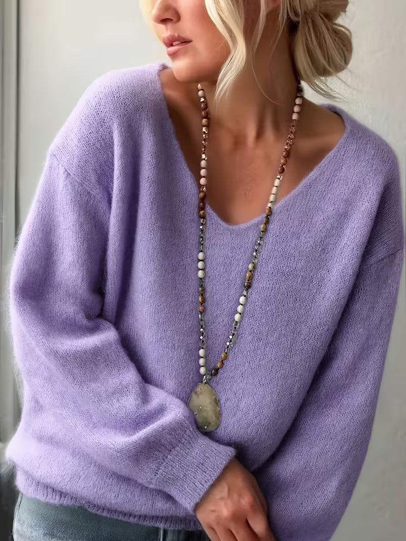 Yalitan | Long Sleeve V-Neck Knit Sweater