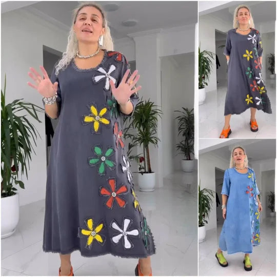 Jiella | Casual Floral Pattern Midi Dress