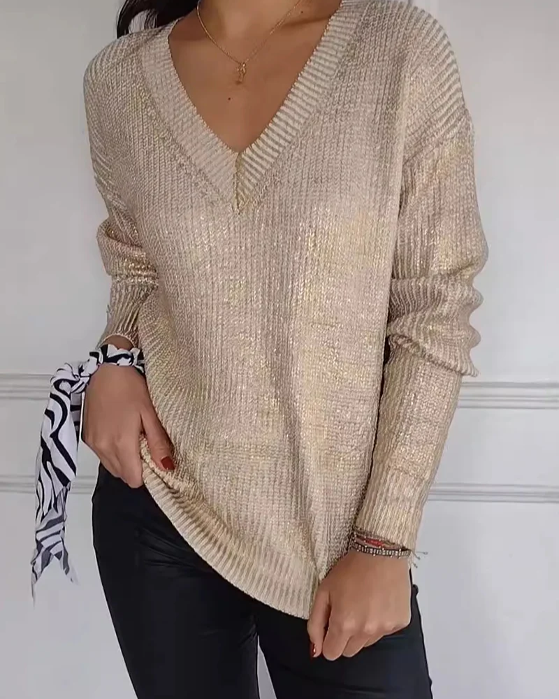 Natasja | V-Neck Long Sleeve Knit Sweater
