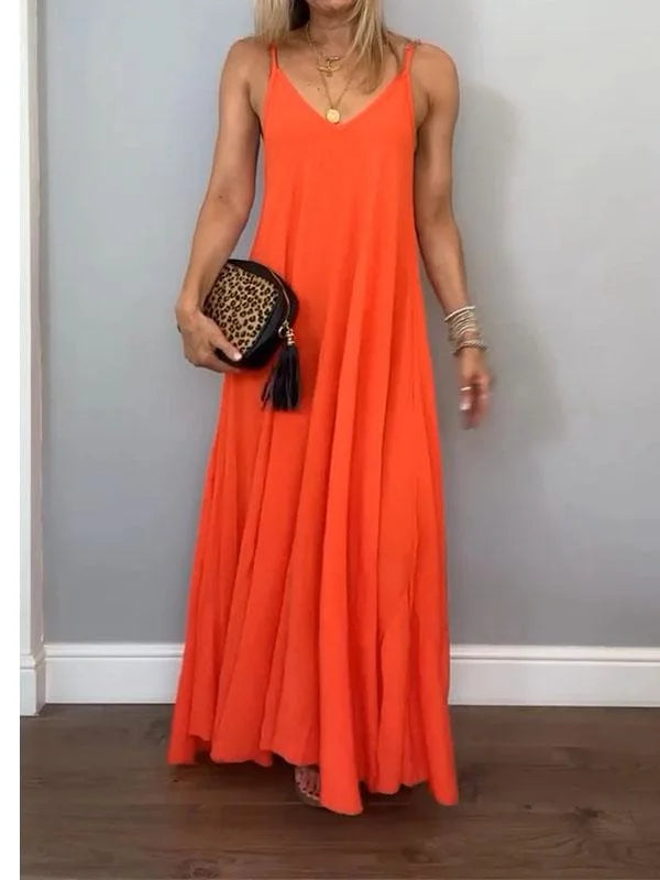 Jolanta | Sleeveless V-Neck Flowy Maxi Dress